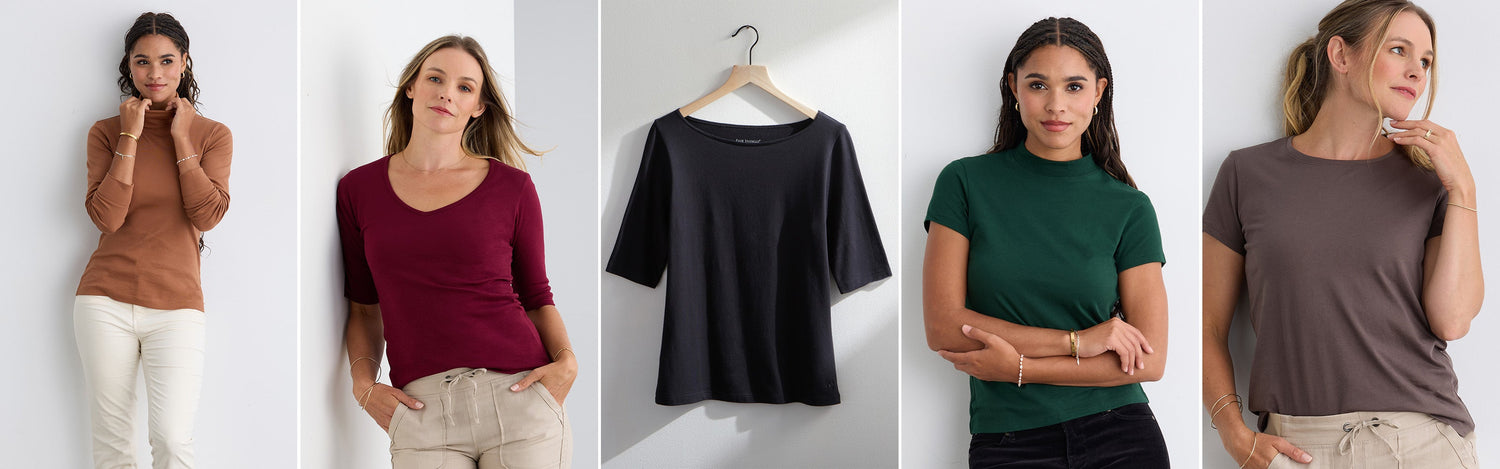 shop organic tees and tops for women | ethically made organic pima cotton t-shirts fair trade