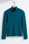 womens 100% organic knit turtleneck -deep teal green - fair indigo fair trade ethically made