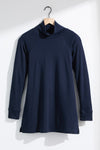 womens 100% organic cotton luxe mock neck tunic - dark navy blue - fair indigo ethically made