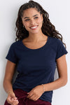 womens organic cotton scoop neck tee - dark navy blue - fair indigo fair trade ethically made