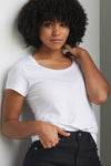 womens organic scoop neck tee - white - fair indigo fair trade ethically made
