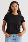 womens organic pima cotton relaxed crew neck t-shirt - black - fair indigo fair trade ethically made