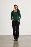 womens organic long sleeve scoop neck t-shirt - dark pine green - fair indigo fair trade ethically made