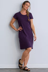 womens organic all cotton t-shirt dress - eggplant purple - fair indigo fair trade ethically made
