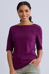 womens organic cotton boat neck t-shirt- plum purple - fair trade ethically made