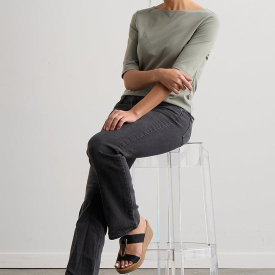 womens organic boat neck tee- sage green - fair trade ethically made