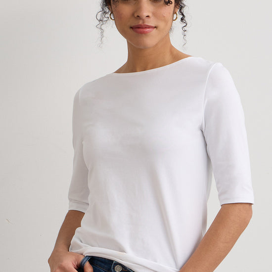 womens organic boat neck t-shirt - white - fair indigo fair trade ethically made