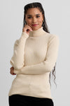 womens organic ribbed turtleneck sweater- undyed winter white - fair trade ethically made