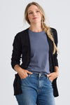womens all-cotton organic boyfriend cardigan - black - fair trade ethically made