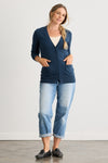 womens 100% organic cotton boyfriend cardigan - indigo blue - fair trade ethically made