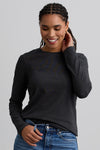 womens organic blend long sleeve crew neck t-shirt - dark charcoal heather grey - fair indigo fair trade sustainable
