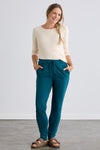 womens organic cotton joggers lounge pants - deep teal green - fair indigo fair trade ethically made