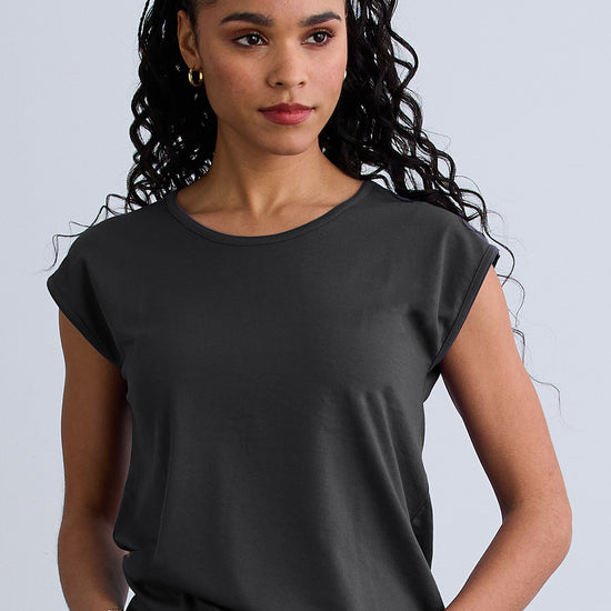 womens organic cotton easy t-shirt - black - fair indigo fair trade ethically made