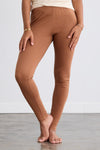 womens organic 100% cotton leggings (ankle) - cognac camel brown- fair indigo fair trade ethically made