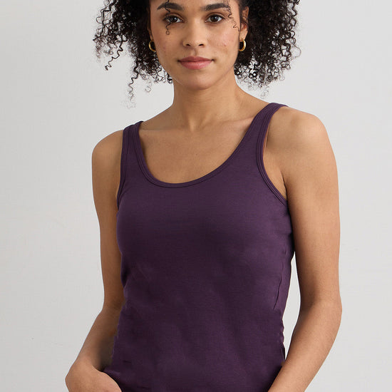 womens organic all cotton tank top - eggplant purple - fair trade ethically made