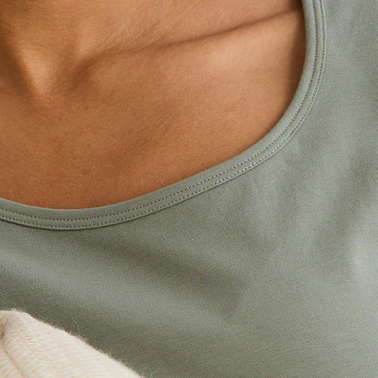 womens organic scoop neck tee - sage green - fair indigo fair trade ethically made