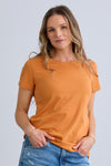 womens organic all cotton crew neck tee- tomato cream orange - fair trade ethically made