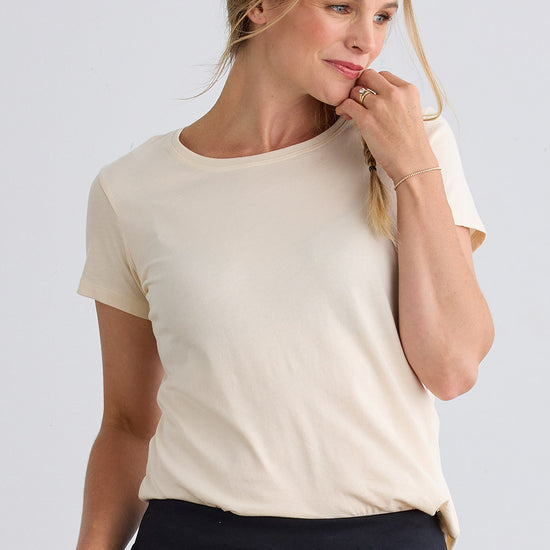 womens organic 100% cotton crew neck t-shirt - dye free undyed - fair indigo fair trade ethically made