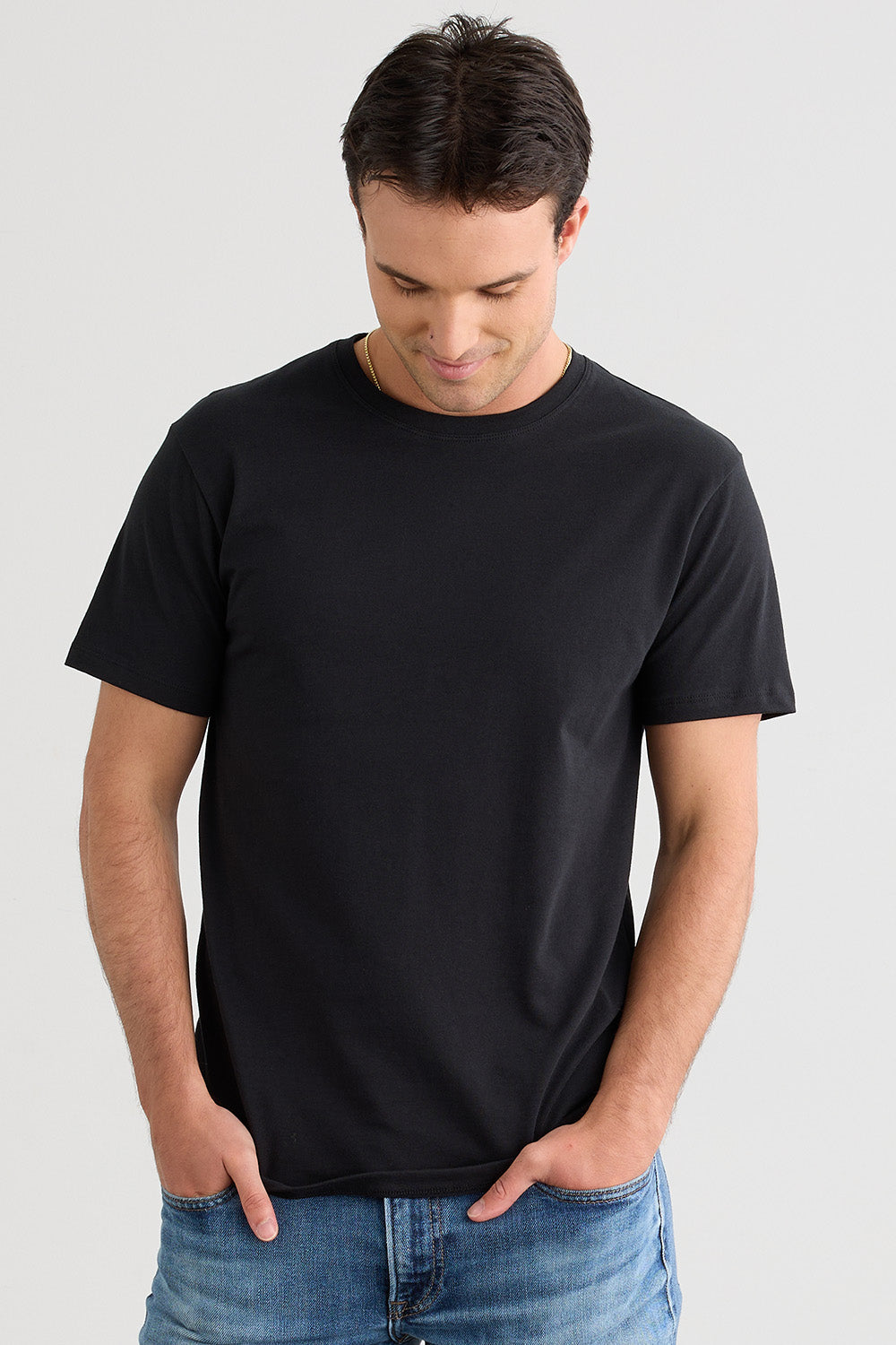 mens organic crew neck tshirt - black - fair indigo fair trade ethically made