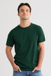 mens organic crew neck tee - dark pine green - fair indigo fair trade ethically made