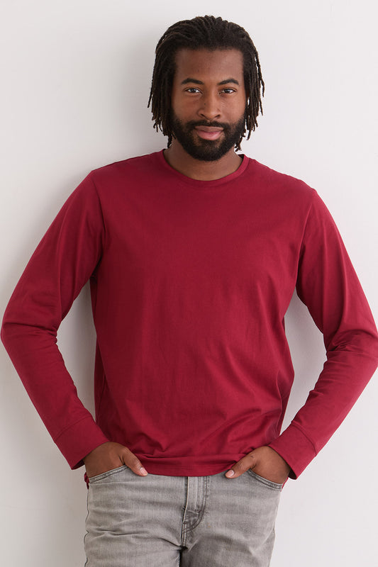 Men's 100% Organic Cotton Long Sleeve Crew Neck T-shirt