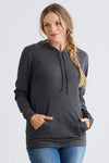 mens organic 100% cotton lightweight pullover hoodie dark charcoal heather grey - fair indigo - fair trade - ethically made