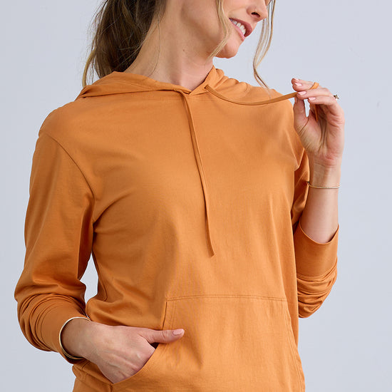 unisex organic all cotton hoodie - tomato cream orange - fair indigo - fair trade - ethically made