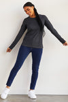 womens organic all cotton relaxed long sleeve crew neck t-shirt- charcoal grey - fair trade ethically made