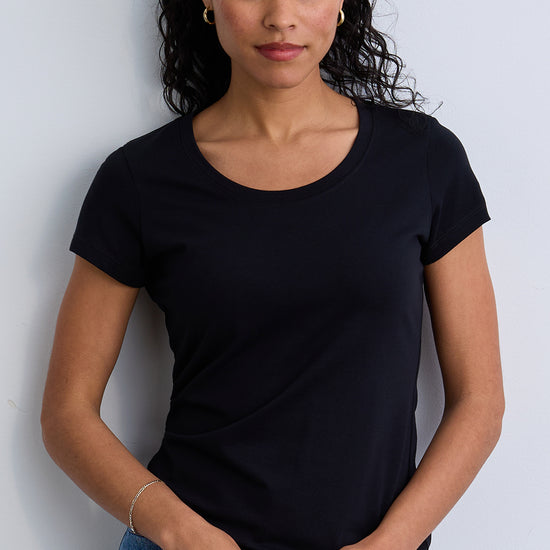 womens organic cotton slim fit scoop neck tee - white - fair indigo - fair trade