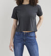 womens 100% organic pima cotton crop t-shirt- dark chargoal grey - fair trade ethically made