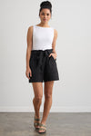 organic french terry high waist short - black - fair indigo -fair trade - ethically made