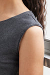 womens organic all cotton sleeveless tee - dark charcoal heather - ethically made - fair trade clothing - fair indigo