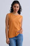 womens organic cotton sleeveless tee - tomato cream - ethically made - fair trade clothing - fair indigo