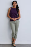 womens 100% organic cotton luxe sleeveless boat neck tee - eggplant purple- fair indigo fair trade ethically made