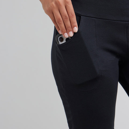 womens organic 100% cotton leggings - black - fair indigo fair trade ethically made