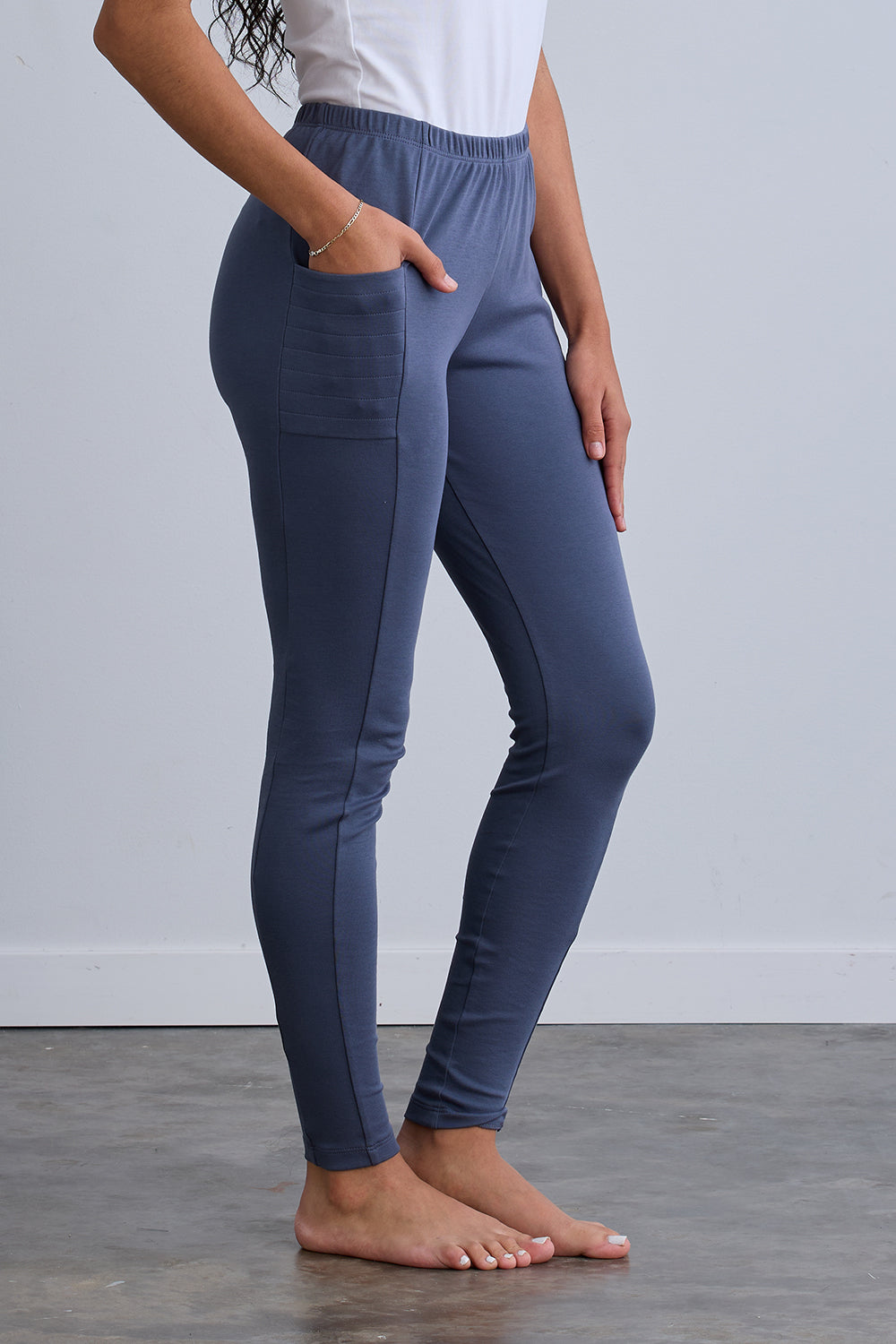 womens organic cotton leggings - fair indigo
