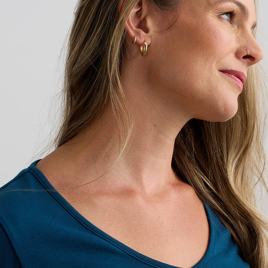 womens 100% organic cotton half sleeve tee - peacock blue - ethically made fair trade clothing - fair indigo