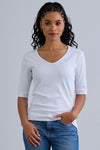 womens 100% organic cotton half sleeve tee - white - ethically made fair trade clothing - fair indigo