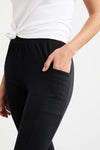 womens organic all-cotton capris pocket leggings - black - fair indigo fair trade ethically made