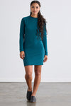womens organic french terry blend sweatshirt dress - deep teal green - fair indigo fair trade ethically made