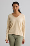 womens relaxed fit organic v-neck sweaters - dye free - undyed - fair indigo ethically made