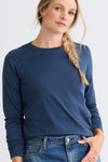 Women's Ultra 100% Organic Cotton Relaxed Long Sleeve Crew Neck T-Shirt