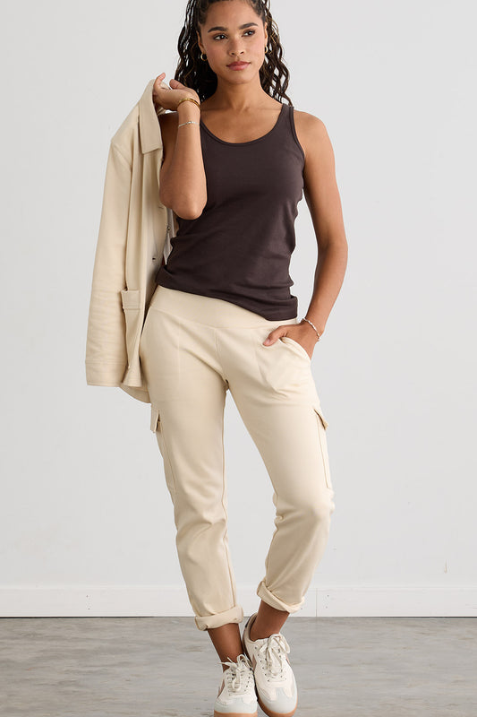 Women's Organic Cotton Double Faced Luxe Cargo Trousers
