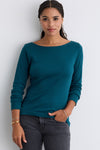 Women's Luxe 100% Organic Cotton Boat Neck Long Sleeve Tee