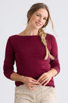 Women's Luxe 100% Organic Cotton Boat Neck Long Sleeve Tee