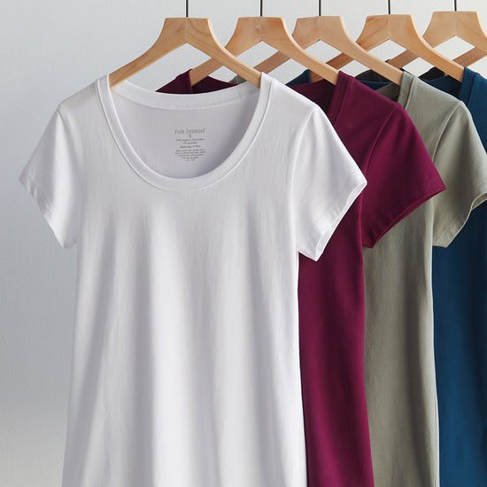 womens organic cotton scoop neck t-shirt - fair indigo fair trade ethically made