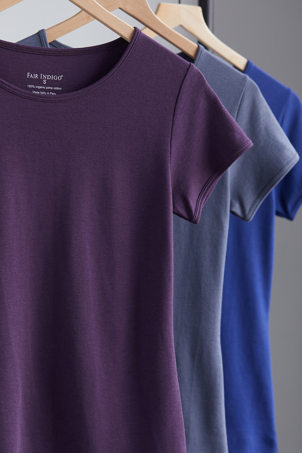 short sleeve 100% organic pima cotton jewel neck tee - fair indigo ethically made fair trade