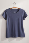womens organic relaxed crew neck tee - slate blue - fair indigo fair trade ethically made