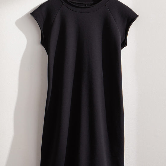 womens organic french terry sheath dress - black - fair indigo fair trade ethically made