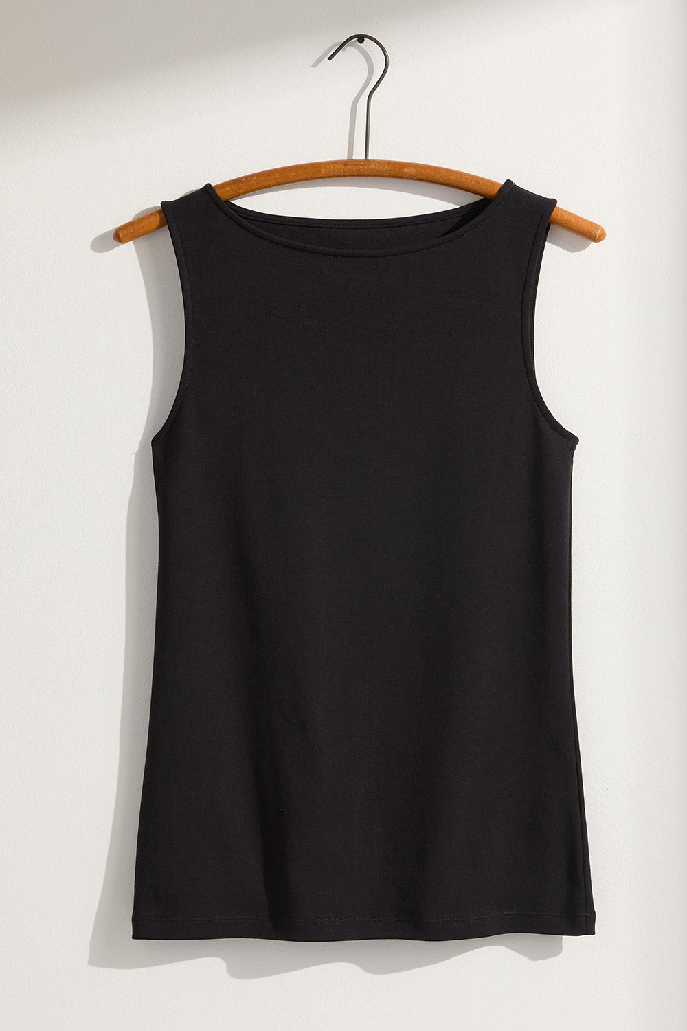 womens 100% organic cotton luxe sleeveless boat neck tee - black - fair indigo fair trade ethically made